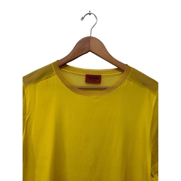 Missoni Short Sleeve Crew Neck Lightweight Sheer Top Yellow Gold Size Medium - Picture 3 of 11